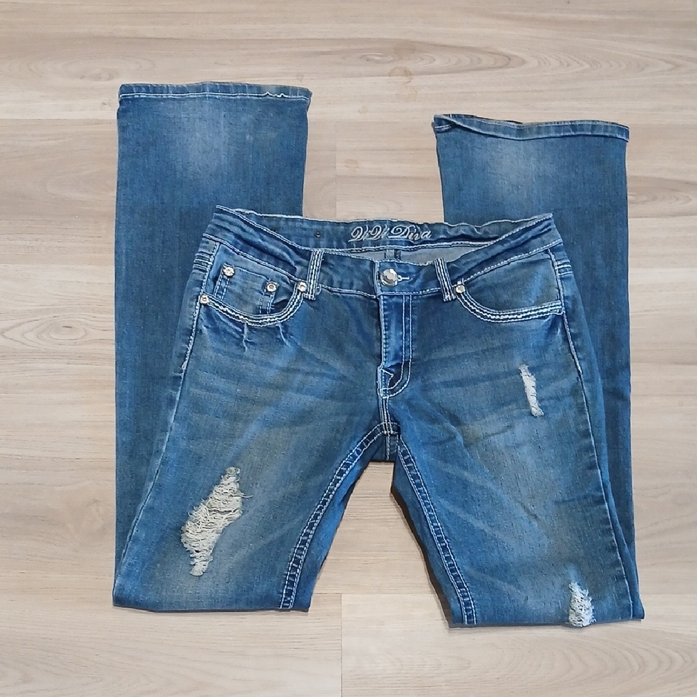 Distressed Blue Women's Straight Leg Jeans
